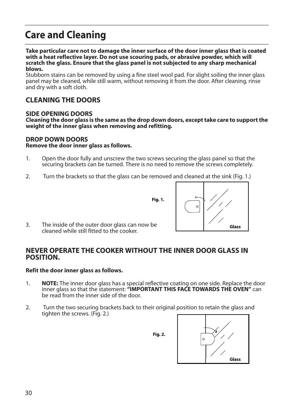 Care and cleaning | Indesit FDE20 User Manual | Page 30 / 40