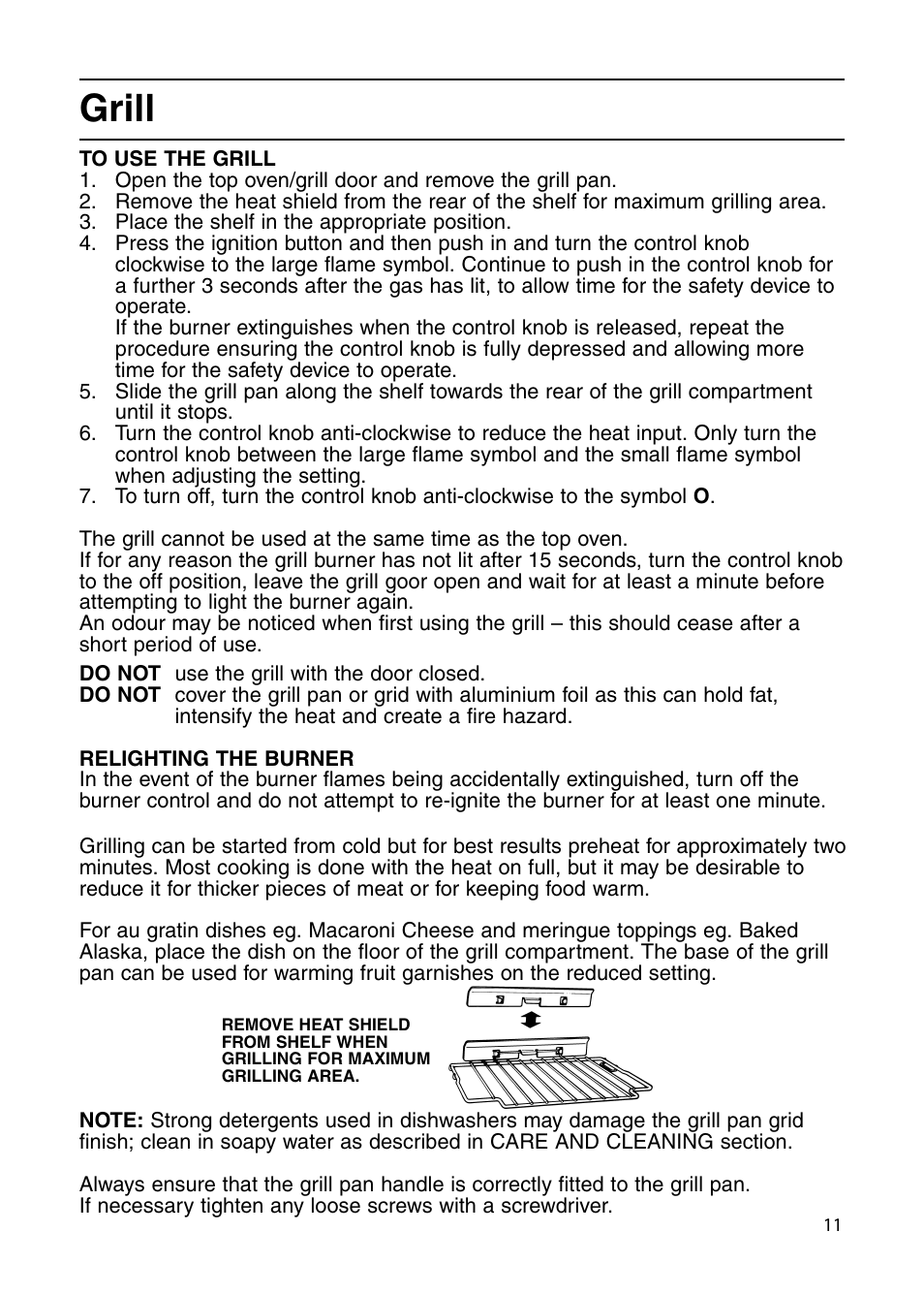 Grill | Indesit KD6G25XIR User Manual | Page 11 / 32