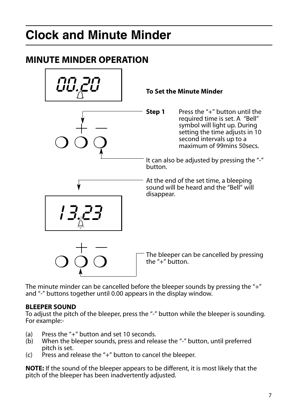 Clock and minute minder | Indesit KD6G25XIR User Manual | Page 7 / 32