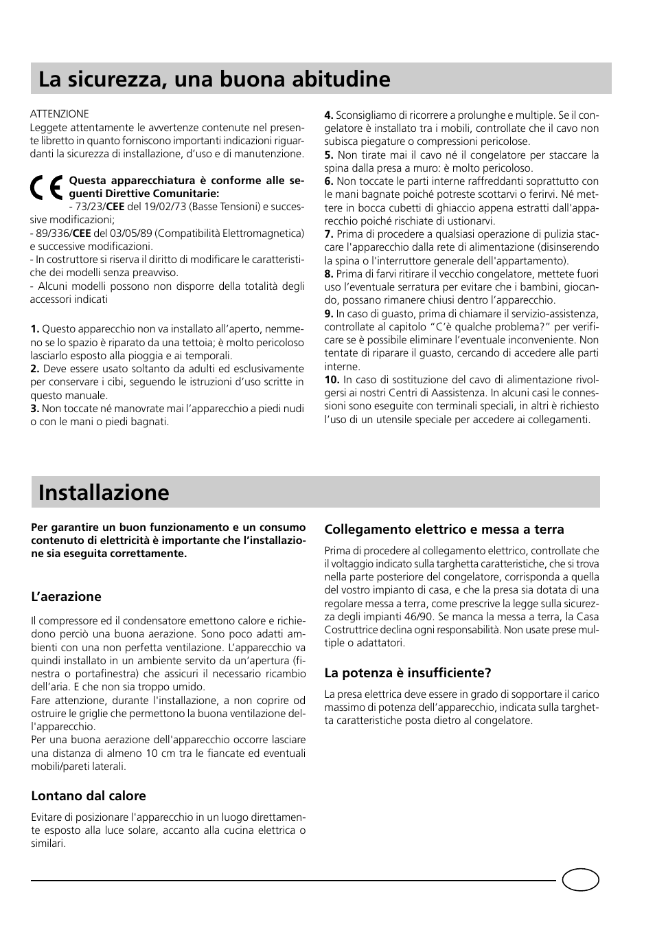 Installazione | Indesit GCO120 User Manual | Page 3 / 60