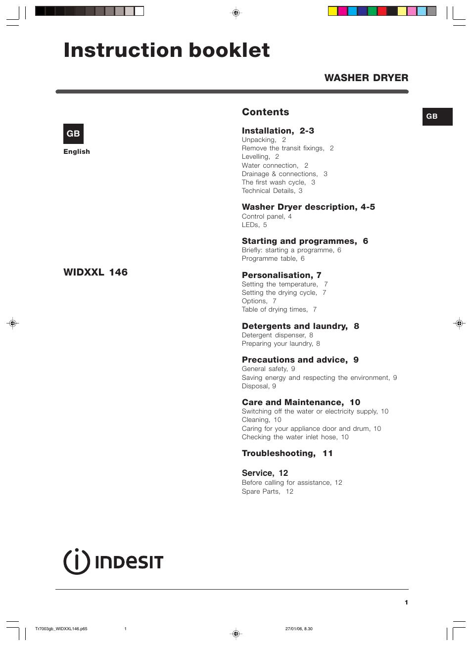 Indesit WIDXXL 146 User Manual | 72 pages