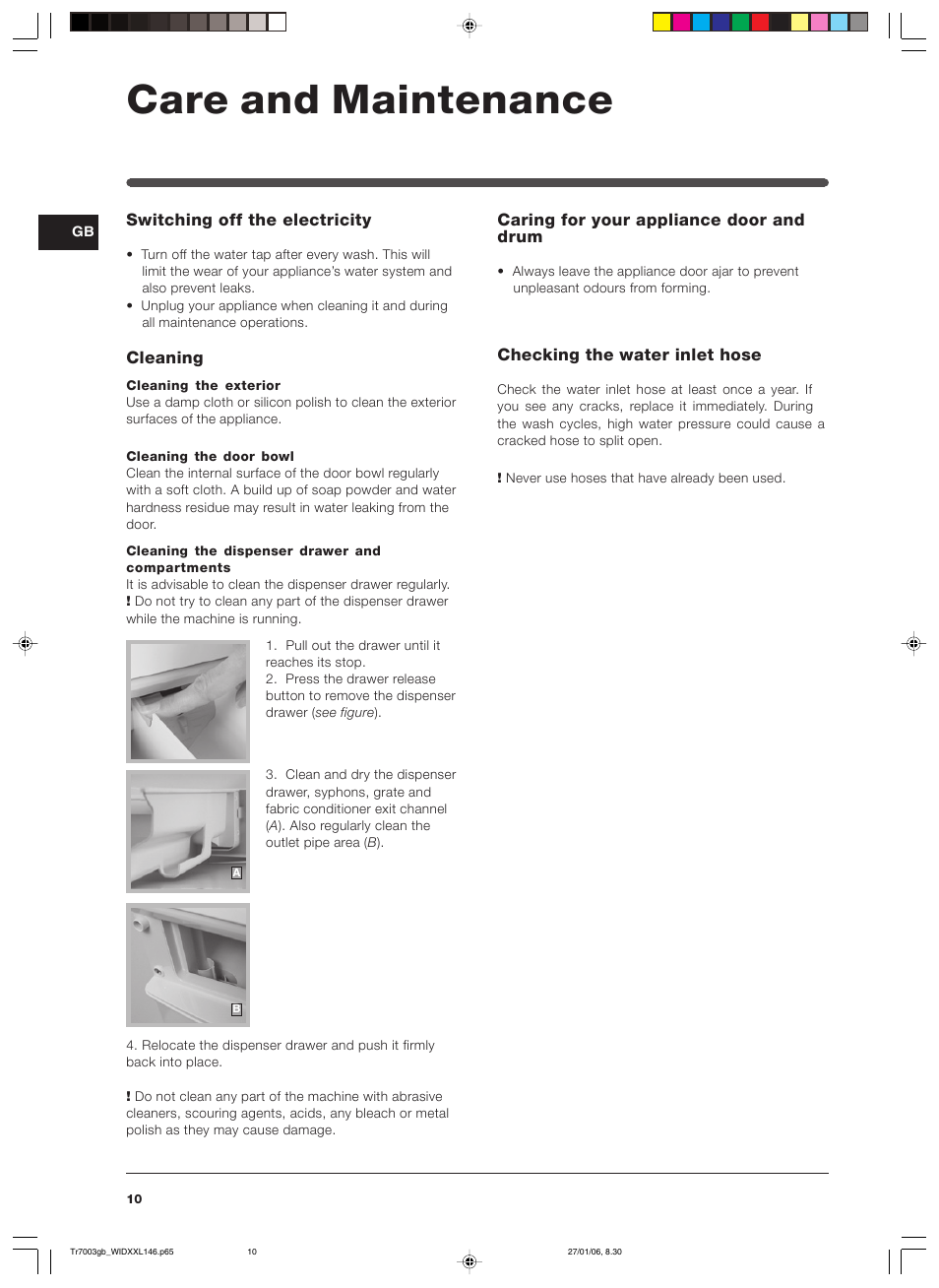 Care and maintenance | Indesit WIDXXL 146 User Manual | Page 10 / 72