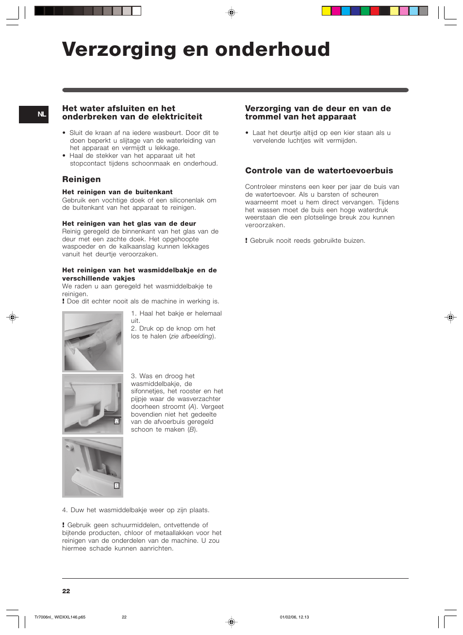 Verzorging en onderhoud | Indesit WIDXXL 146 User Manual | Page 22 / 72