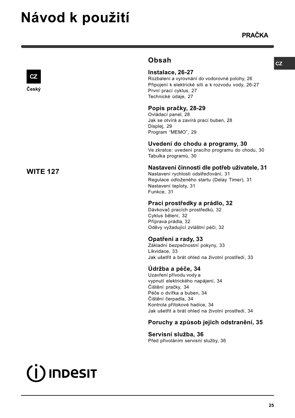 Indesit WITE 127 User Manual | Page 25 / 72