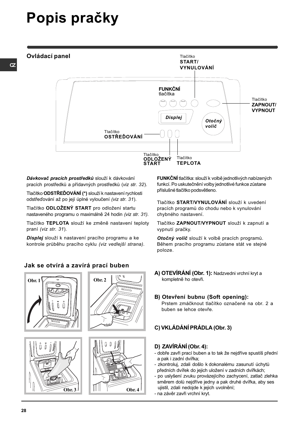 Popis praèky | Indesit WITE 127 User Manual | Page 28 / 72
