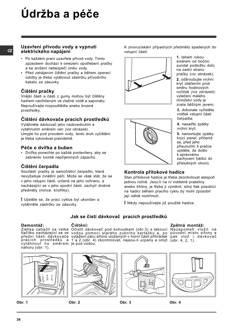 Údrba a péèe | Indesit WITE 127 User Manual | Page 34 / 72