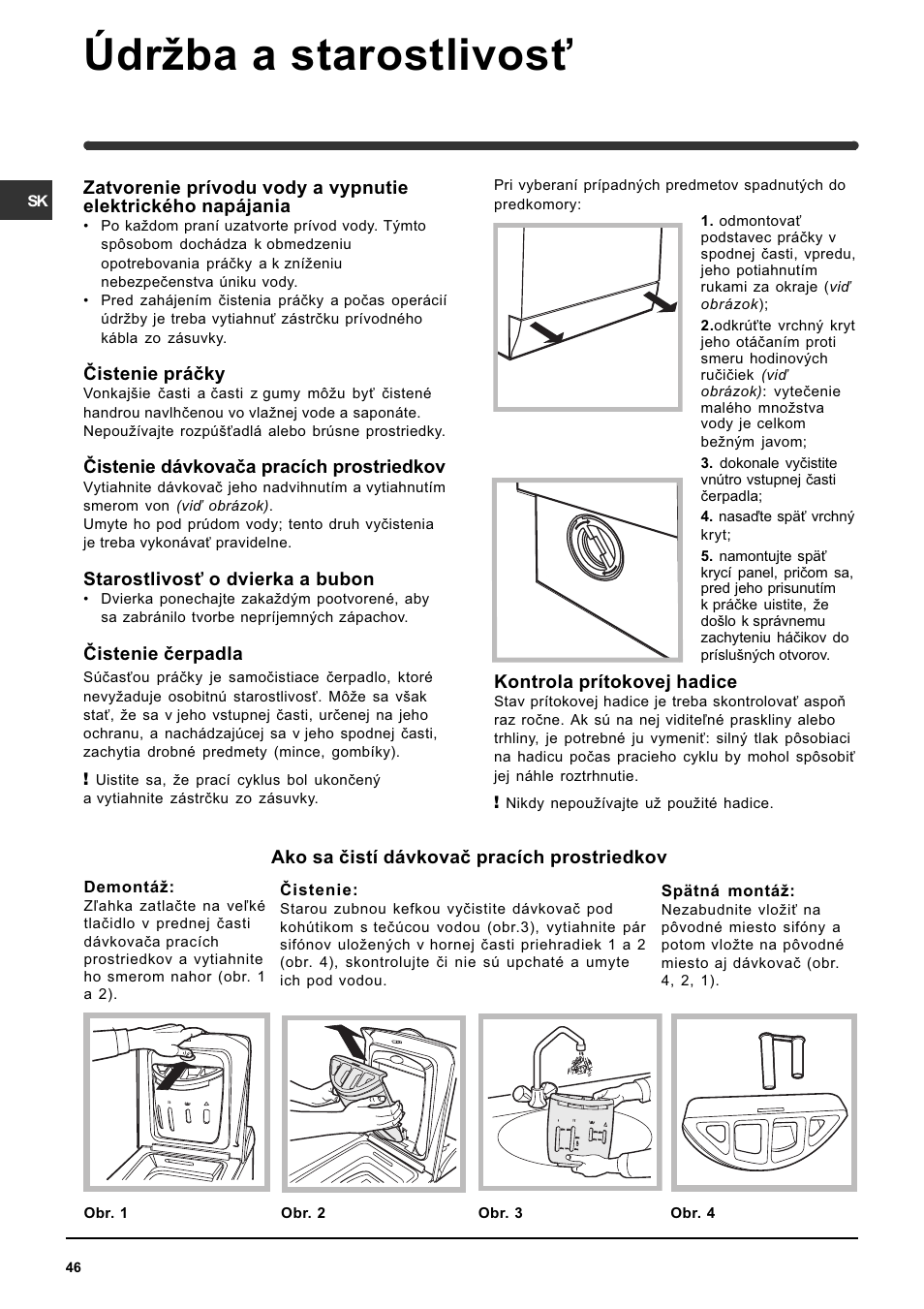 Údrba a starostlivos | Indesit WITE 127 User Manual | Page 46 / 72