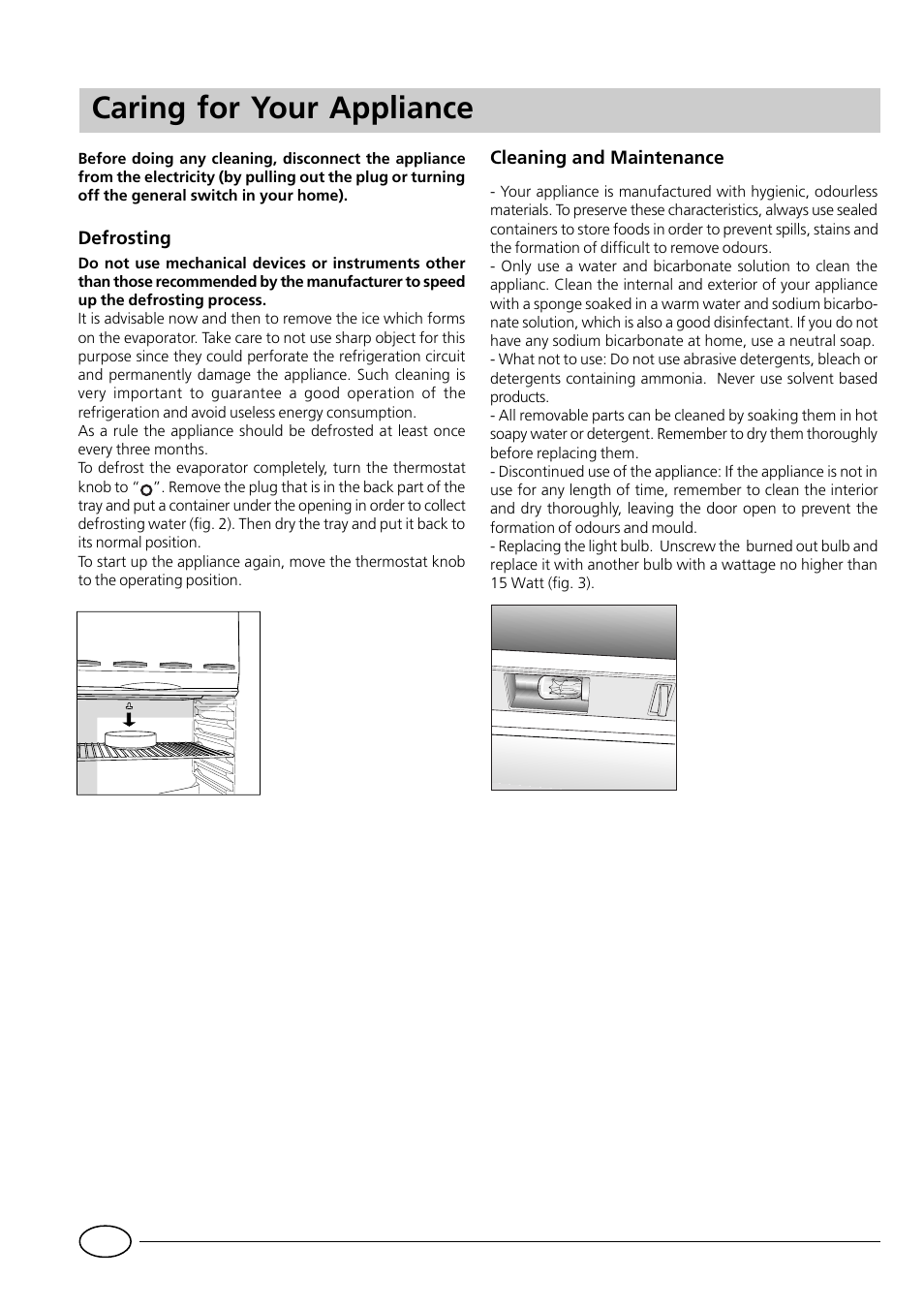 Caring for your appliance | Indesit RG1142 User Manual | Page 14 / 48