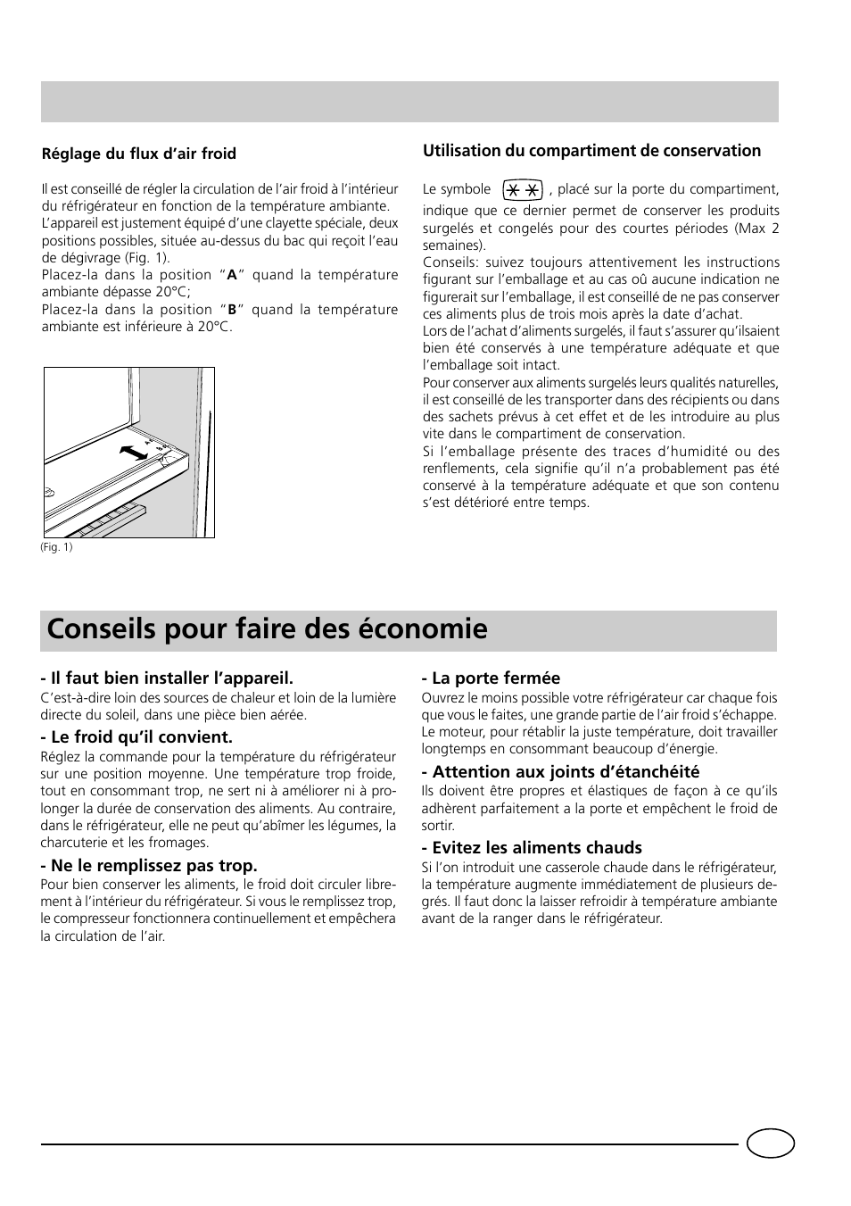 Conseils pour faire des économie | Indesit RG1142 User Manual | Page 19 / 48