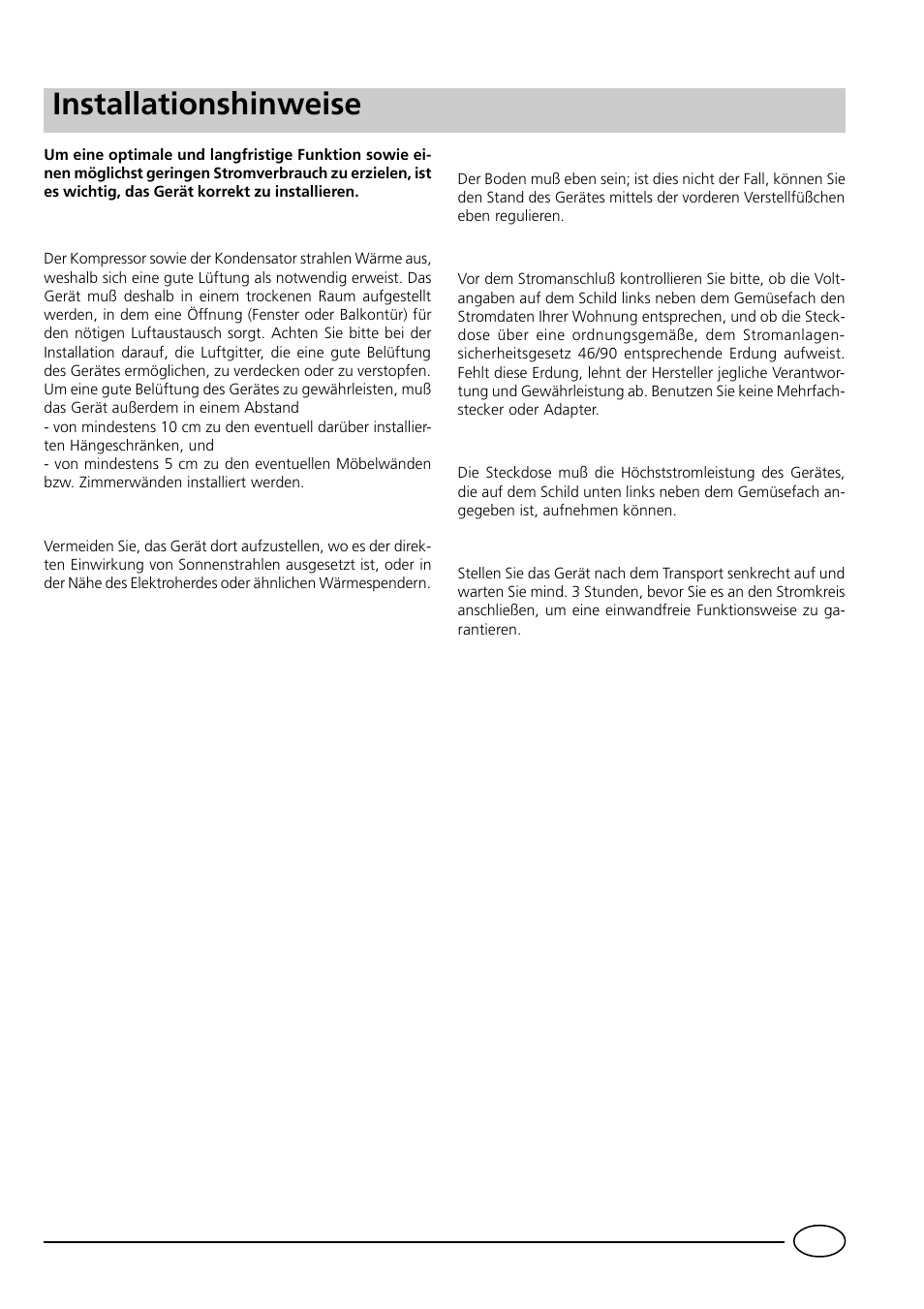 Installationshinweise | Indesit RG1142 User Manual | Page 23 / 48