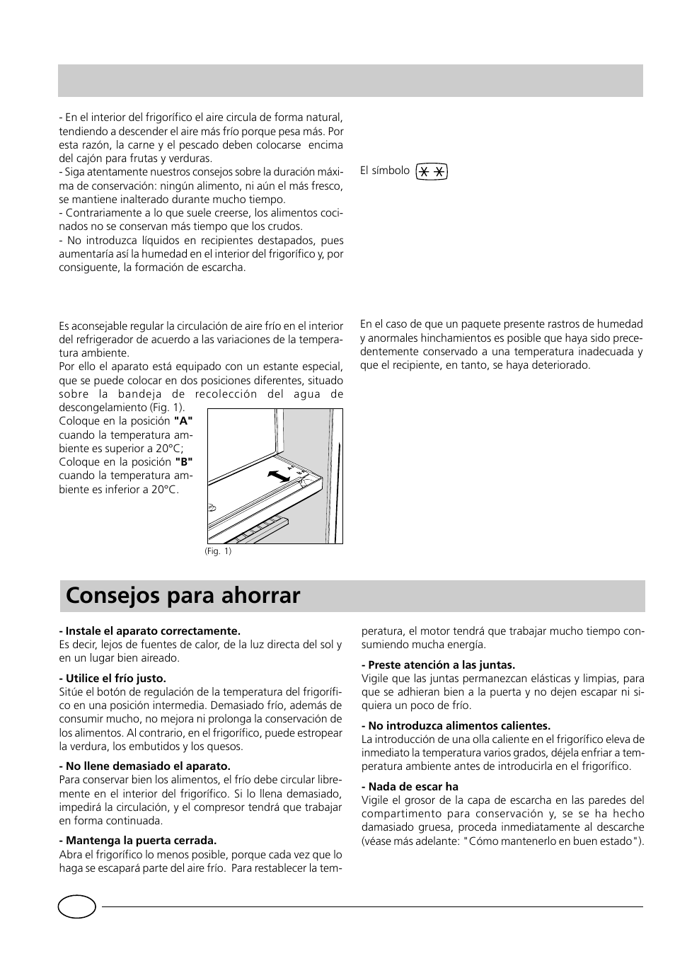 Consejos para ahorrar | Indesit RG1142 User Manual | Page 32 / 48