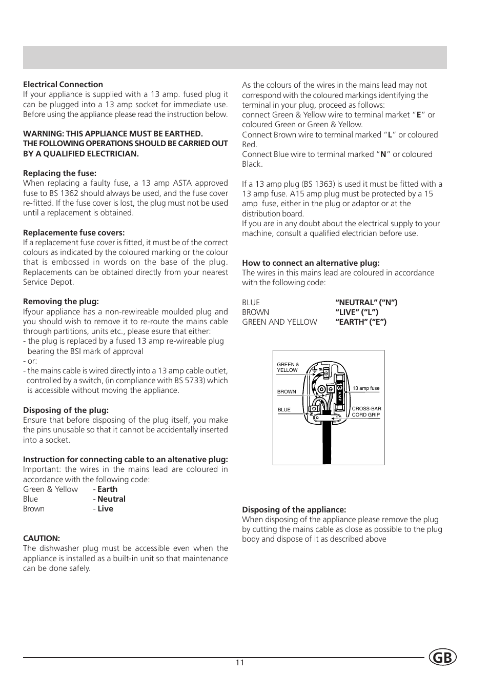 Indesit IDL550 User Manual | Page 13 / 16