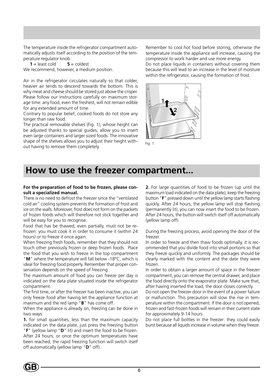 How to use the freezer compartment | Indesit C 239 NF UK User Manual | Page 8 / 16