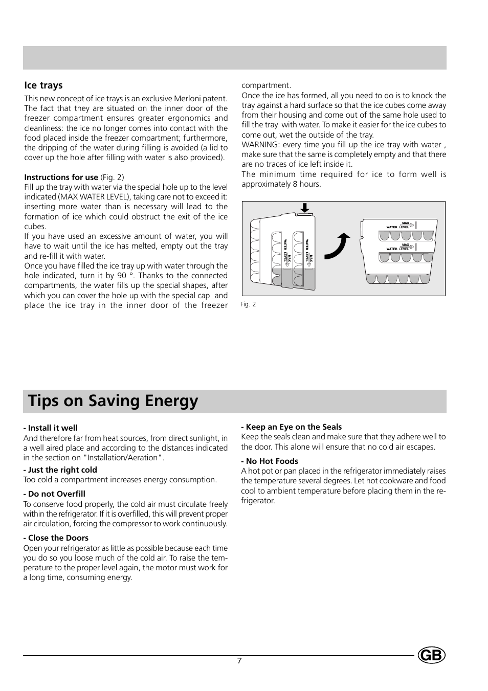 Tips on saving energy | Indesit C 239 NF UK User Manual | Page 9 / 16