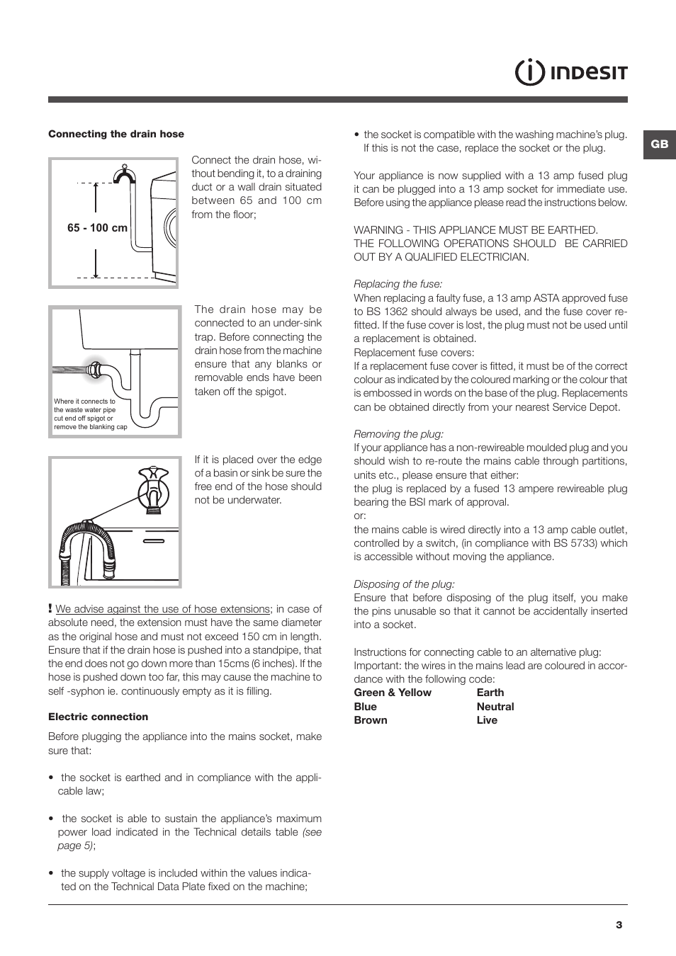 Indesit GB IWE User Manual | Page 3 / 16