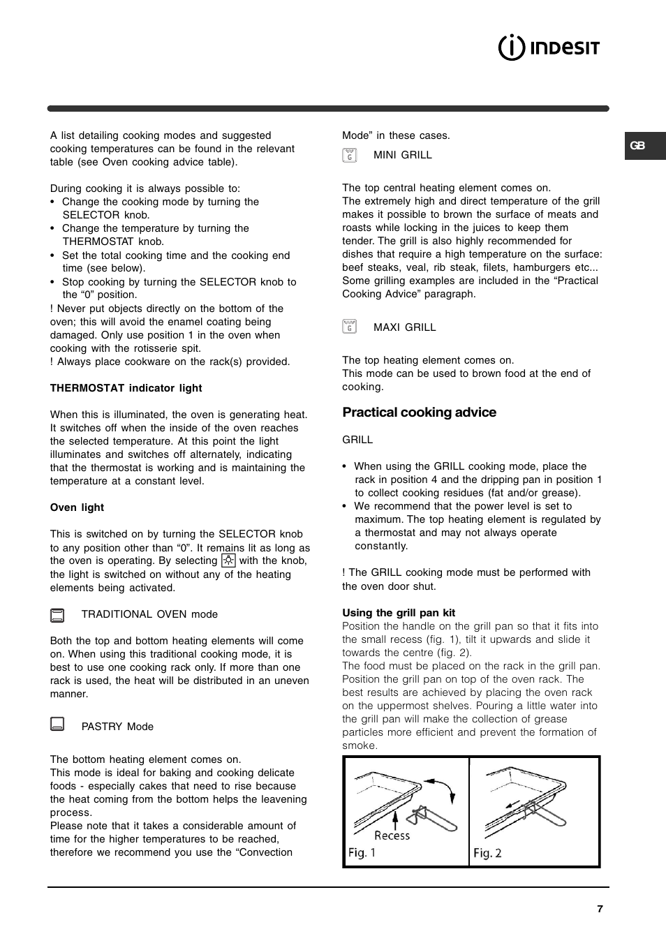 Practical cooking advice | Indesit KP900CX User Manual | Page 7 / 12