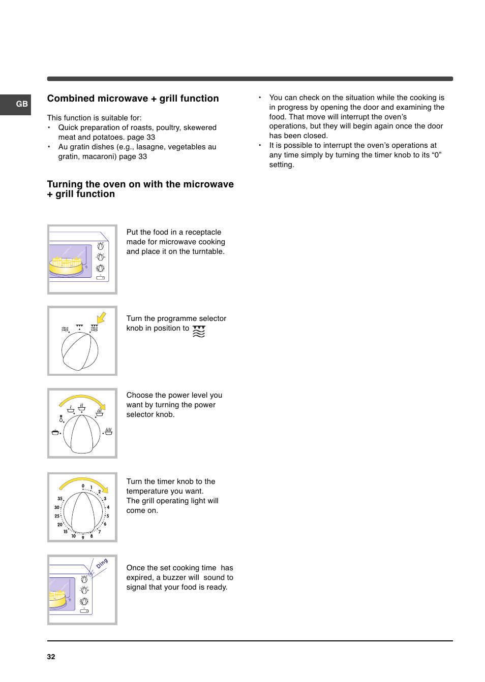 Combined microwave + grill function | Indesit MWI 14IX User Manual | Page 14 / 18