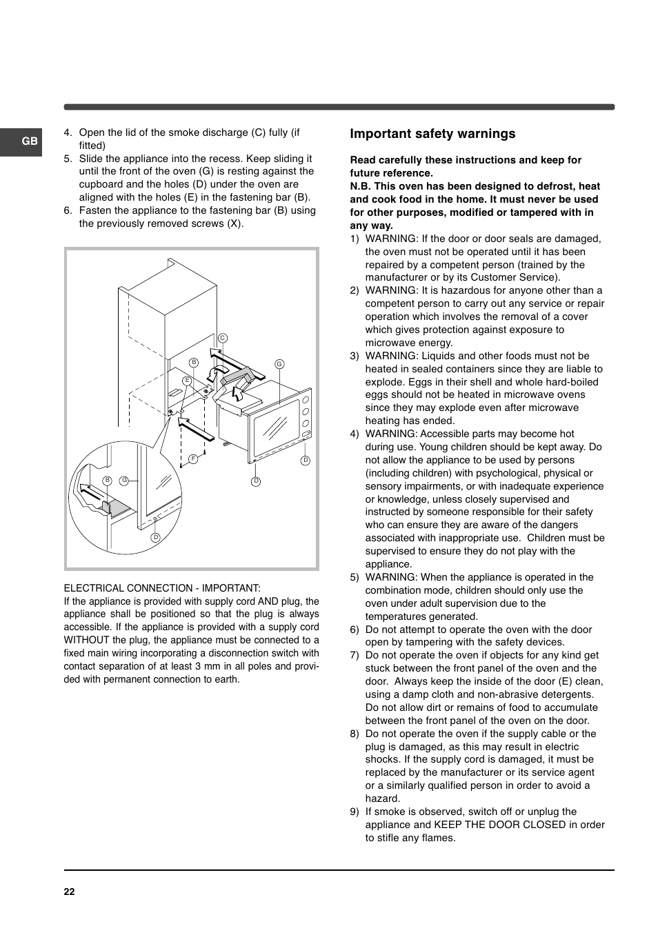 Important safety warnings | Indesit MWI 14IX User Manual | Page 4 / 18