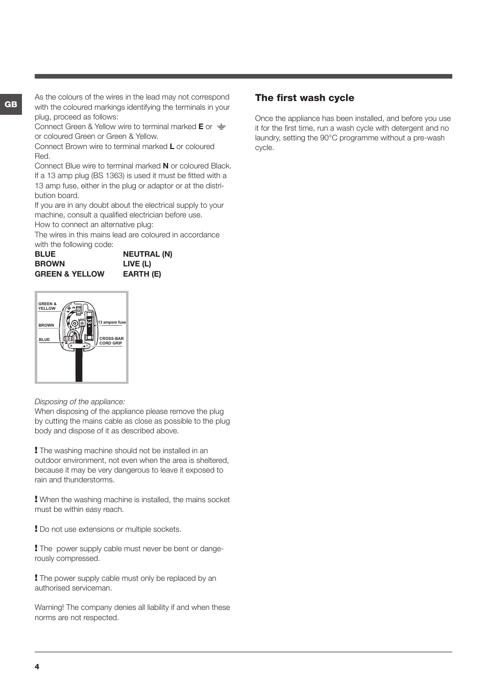 The first wash cycle | Indesit IWC 8148 User Manual | Page 4 / 16