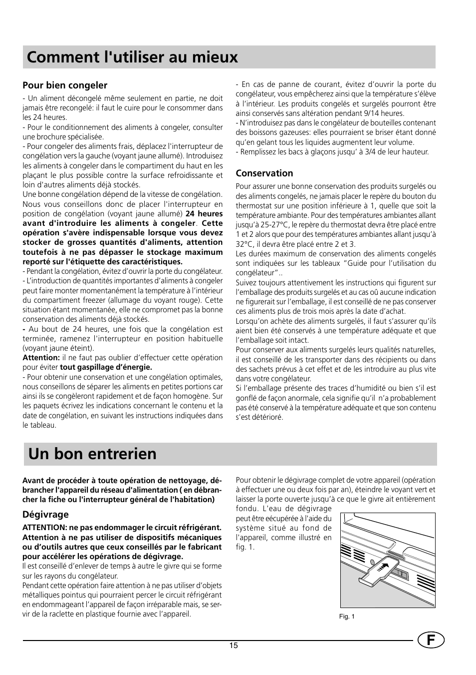 Comment l'utiliser au mieux, Un bon entrerien | Indesit INF 140 - GF 140 User Manual | Page 17 / 48