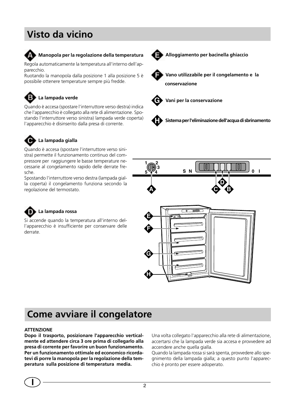 Visto da vicino, Come avviare il congelatore | Indesit INF 140 - GF 140 User Manual | Page 4 / 48