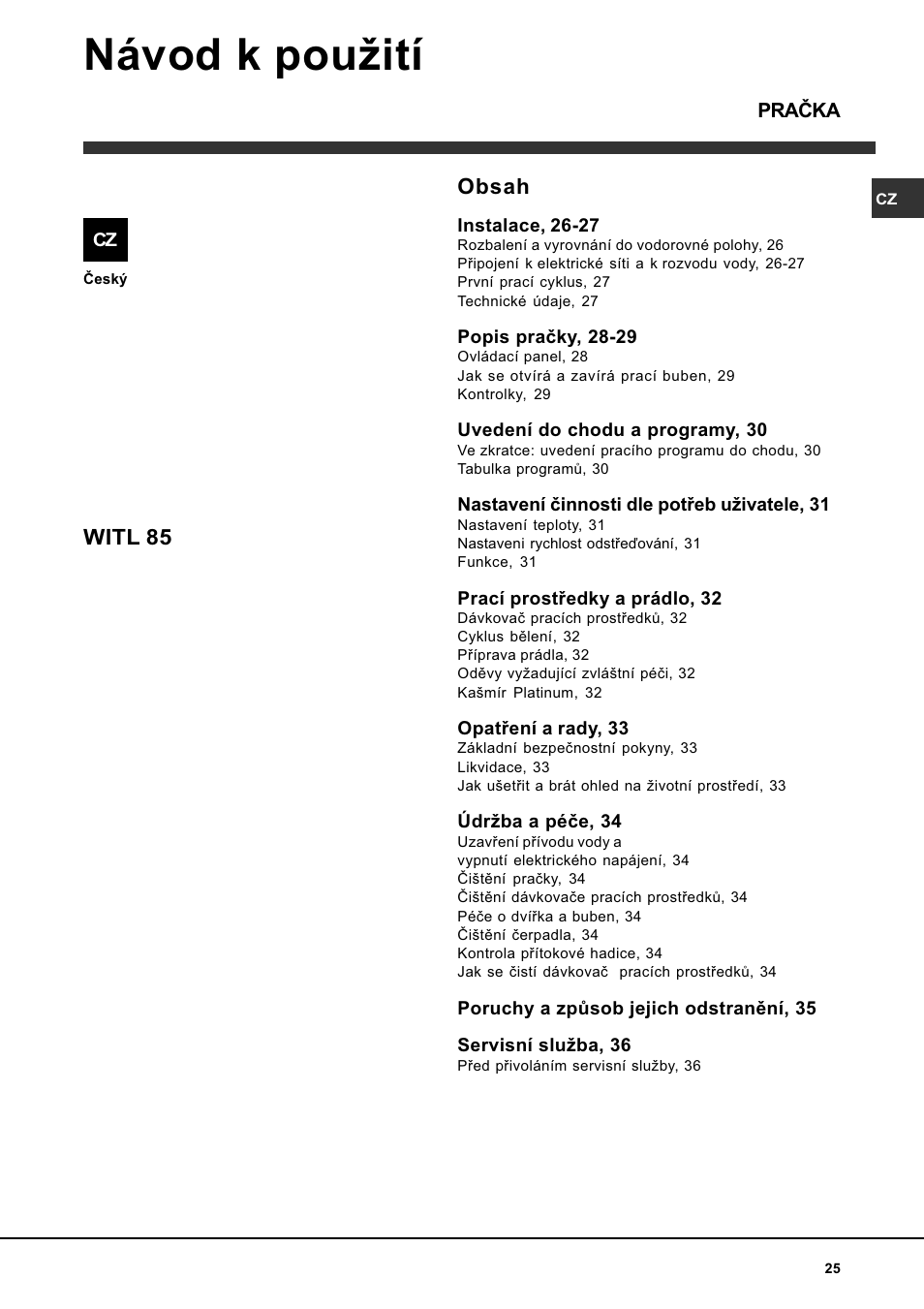 Indesit WITL 85 User Manual | Page 25 / 72