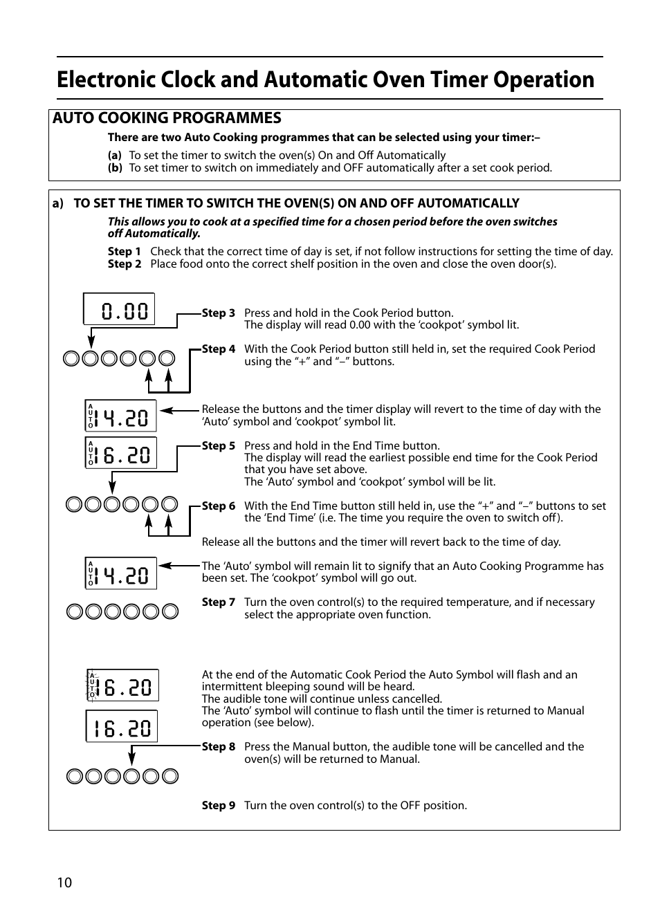 Auto cooking programmes | Indesit FIU20 User Manual | Page 12 / 36