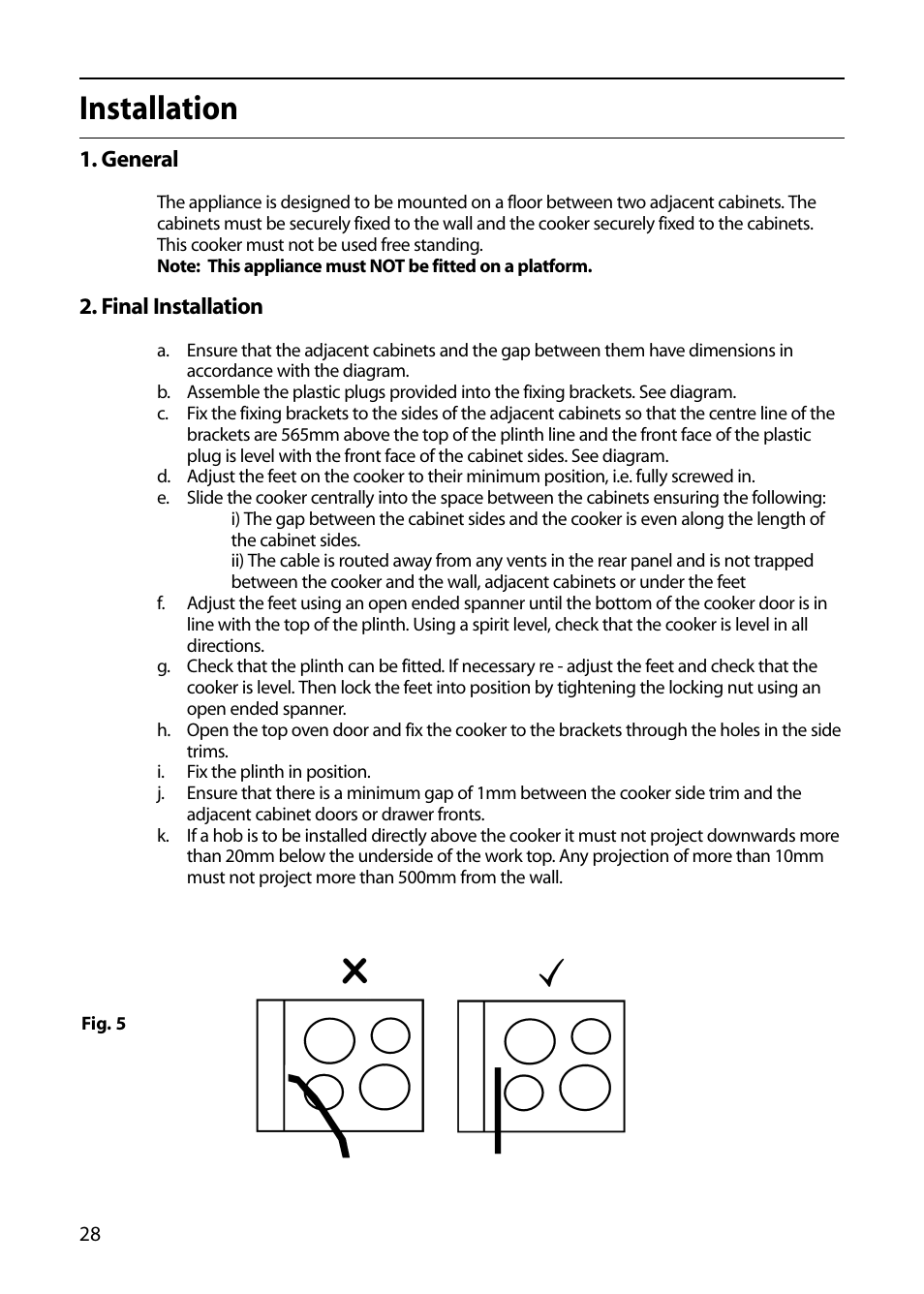 Installation | Indesit FIU20 User Manual | Page 30 / 36