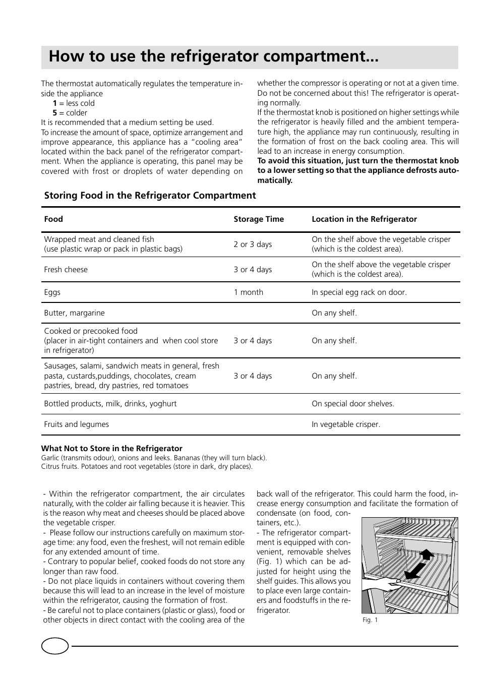 How to use the refrigerator compartment | Indesit IN C 265 AI User Manual | Page 6 / 13
