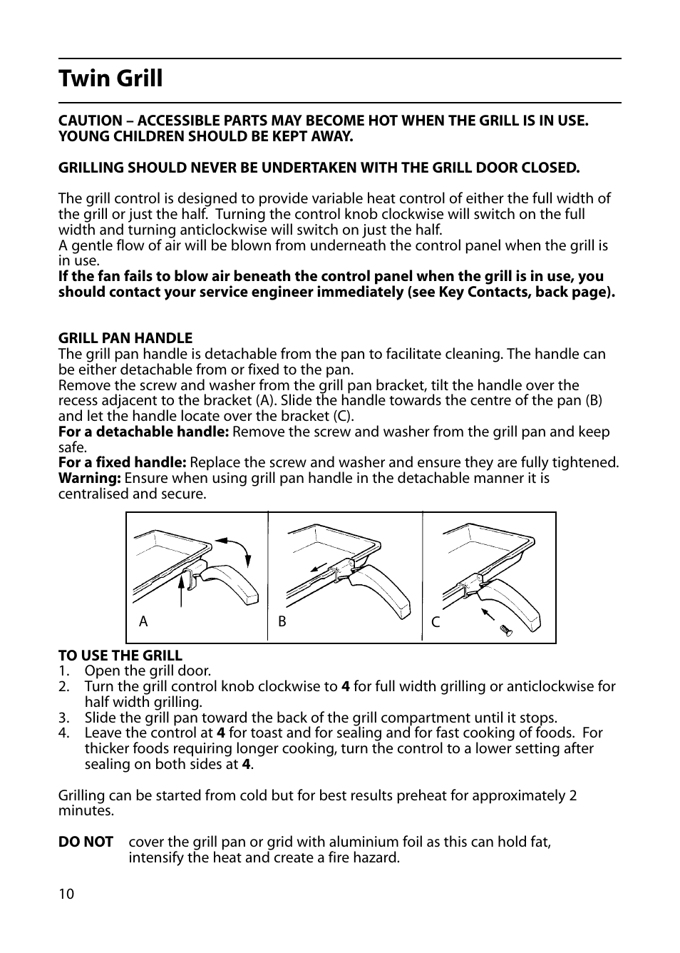 Twin grill | Indesit KP100CX User Manual | Page 10 / 24