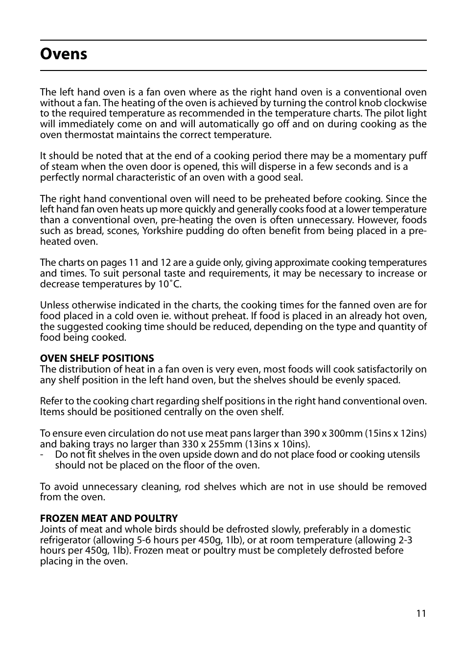 Ovens | Indesit KP100CX User Manual | Page 11 / 24