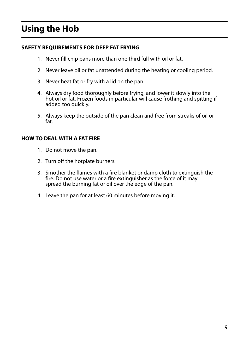 Using the hob | Indesit KP100CX User Manual | Page 9 / 24