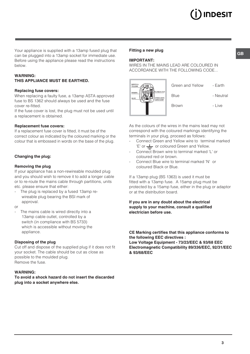 Indesit CA 55 XX User Manual | Page 3 / 12