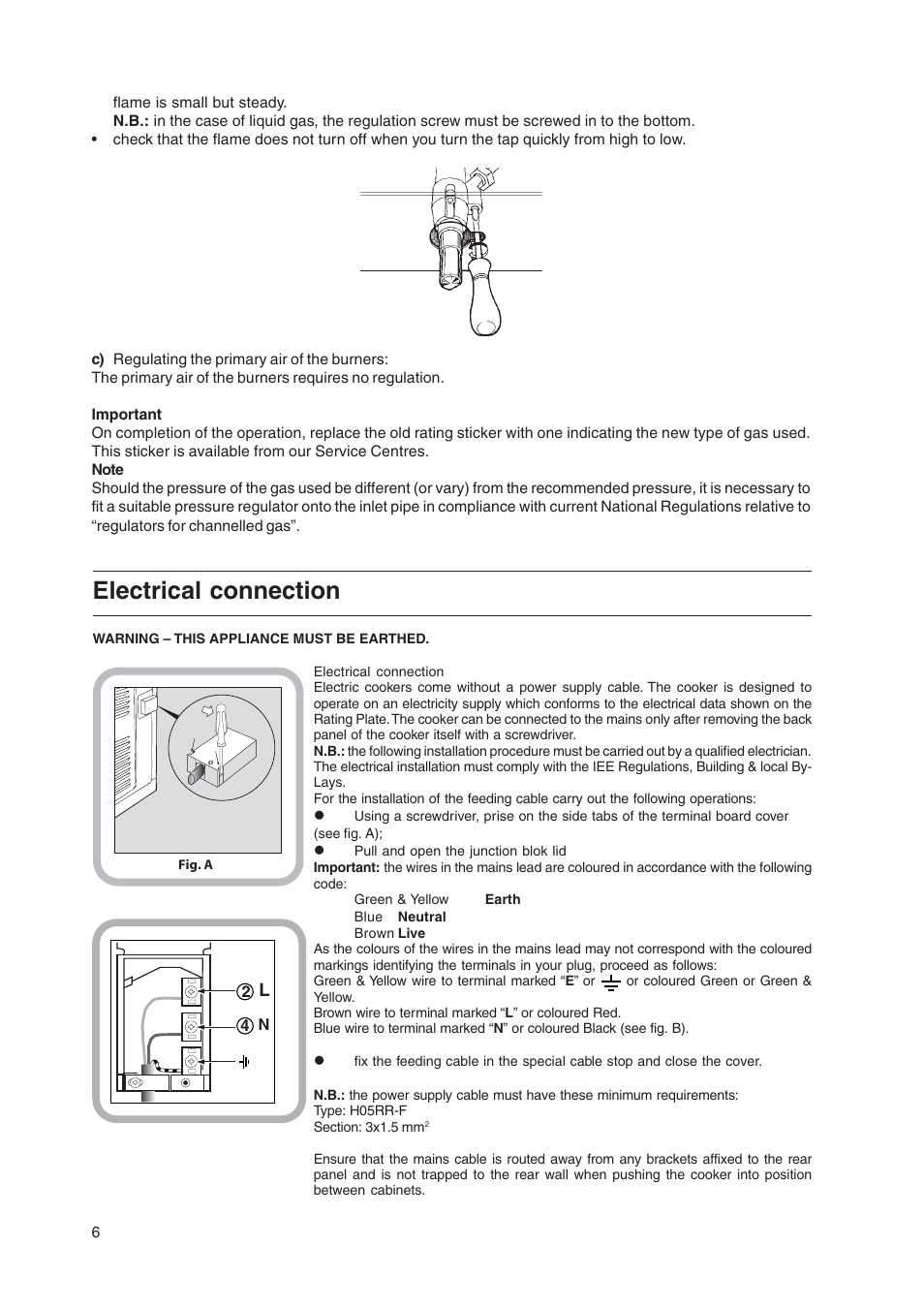 Electrical connection | Indesit KD3G11/G User Manual | Page 6 / 24
