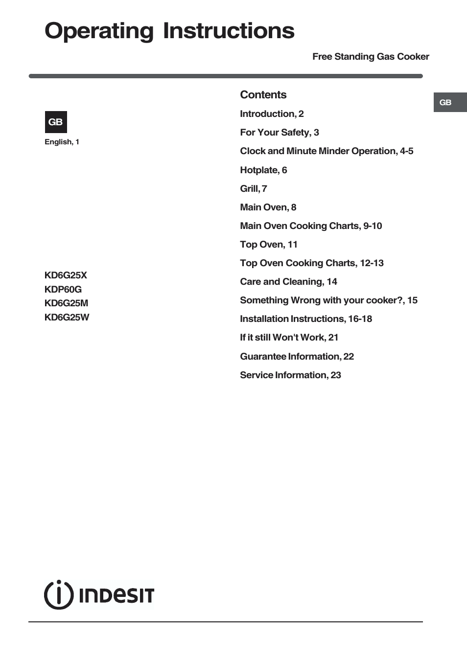 Indesit KD6G25M User Manual | 24 pages