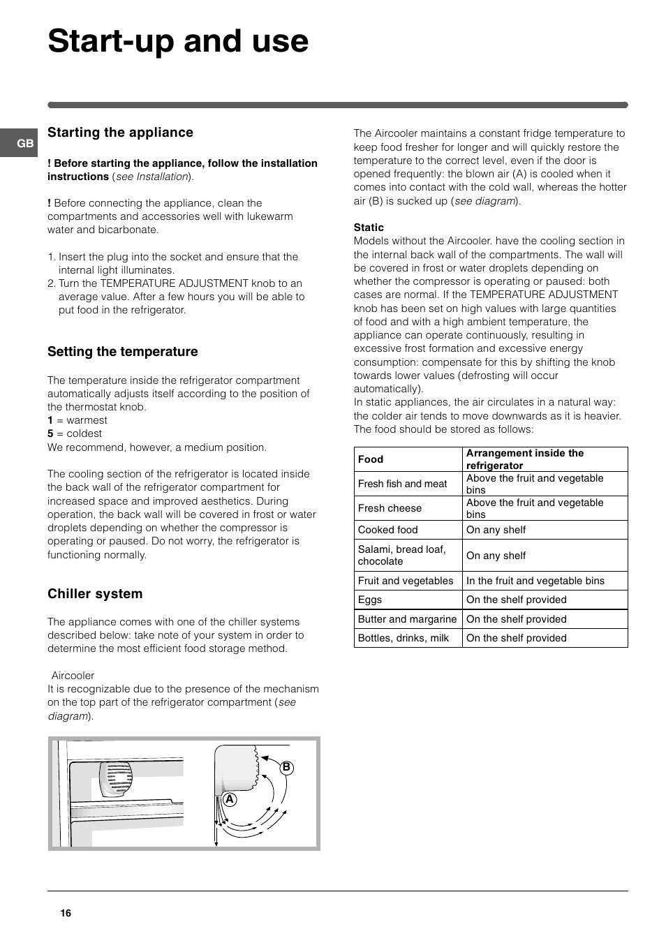 Start-up and use | Indesit TAAN 25 User Manual | Page 6 / 12