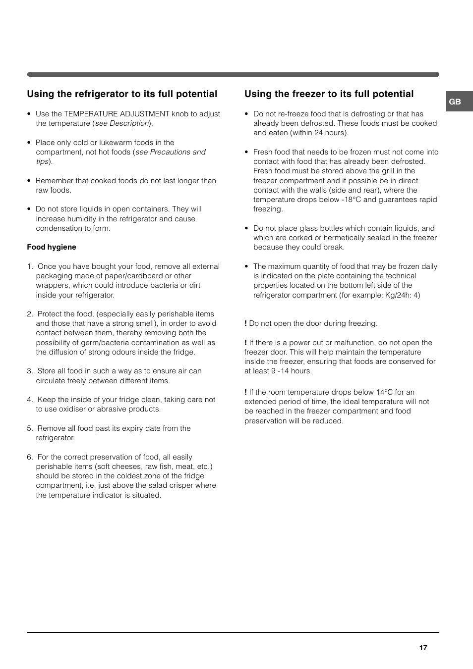 Using the refrigerator to its full potential, Using the freezer to its full potential | Indesit TAAN 25 User Manual | Page 7 / 12