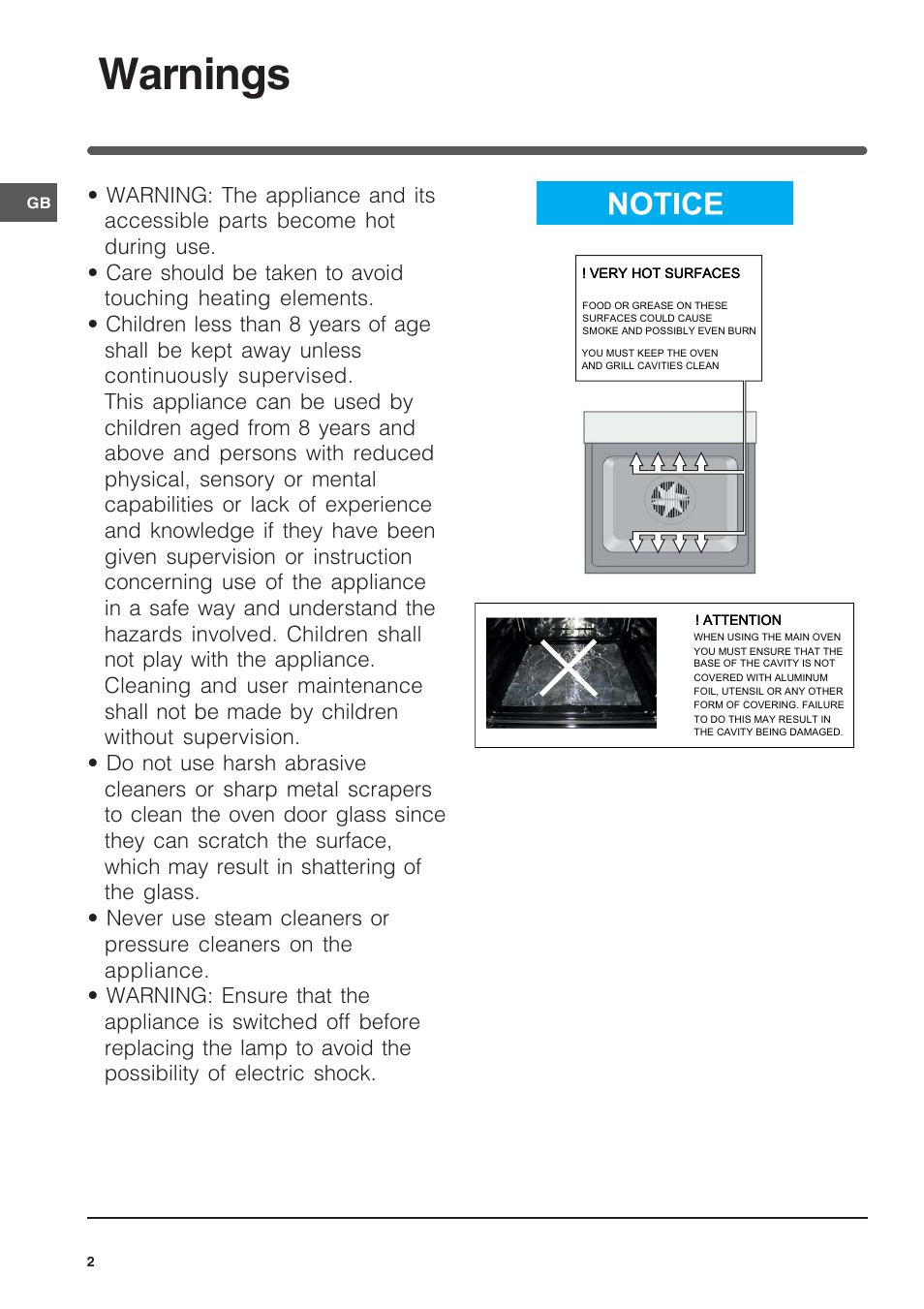 Warnings | Indesit IFG User Manual | Page 2 / 12