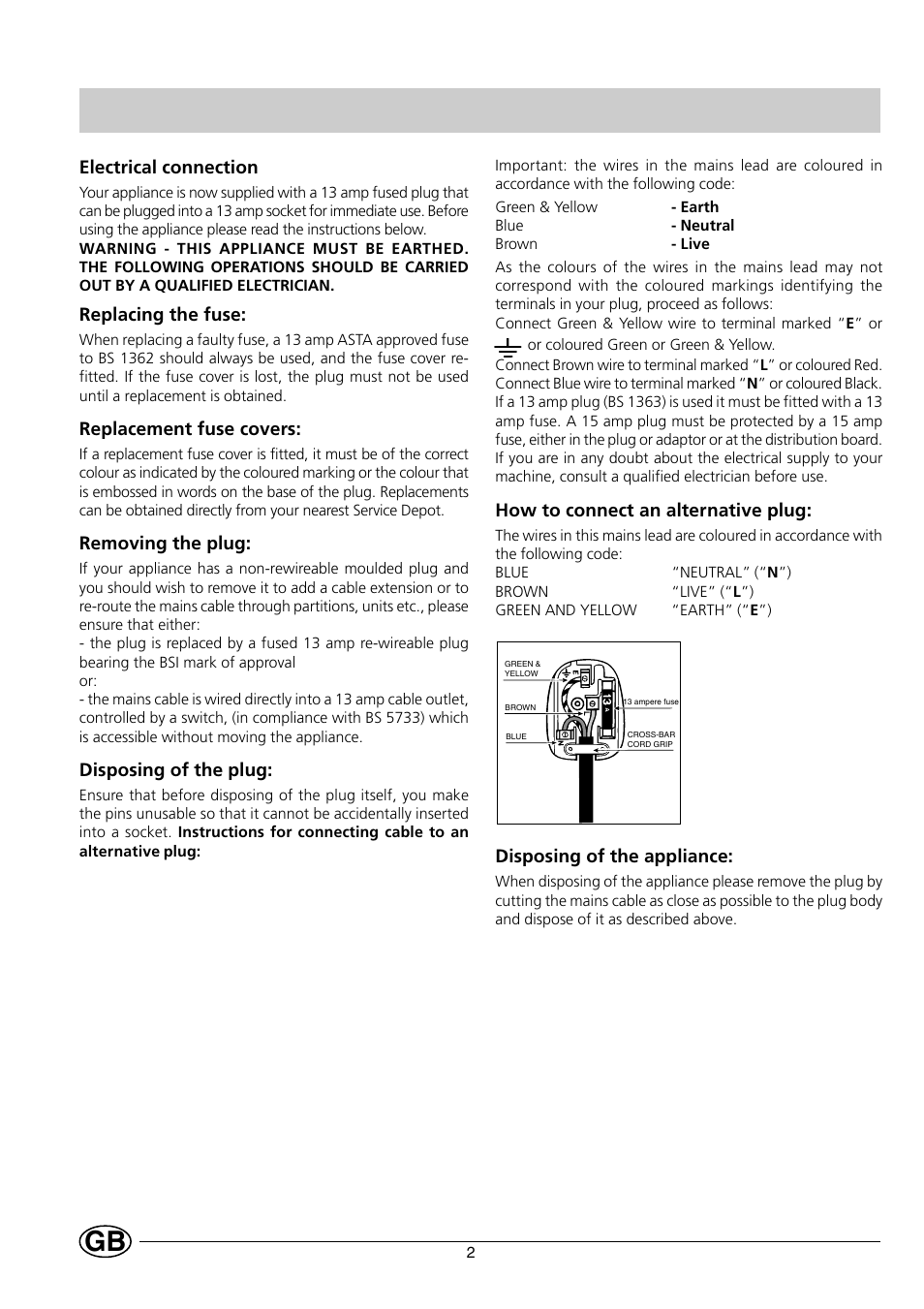 Indesit GSF 120 UK User Manual | Page 4 / 12
