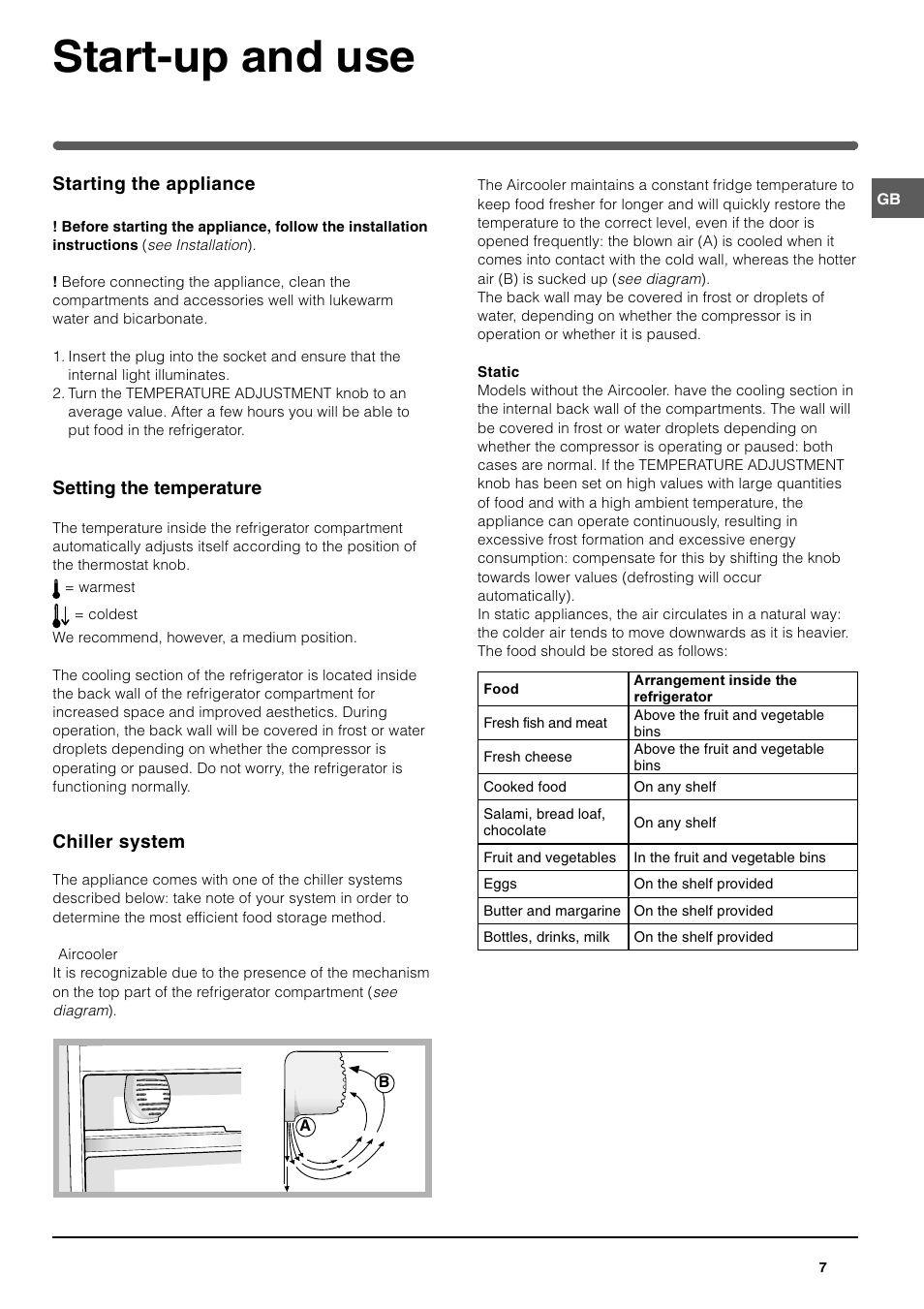 Start-up and use | Indesit SAAN 300 User Manual | Page 7 / 12