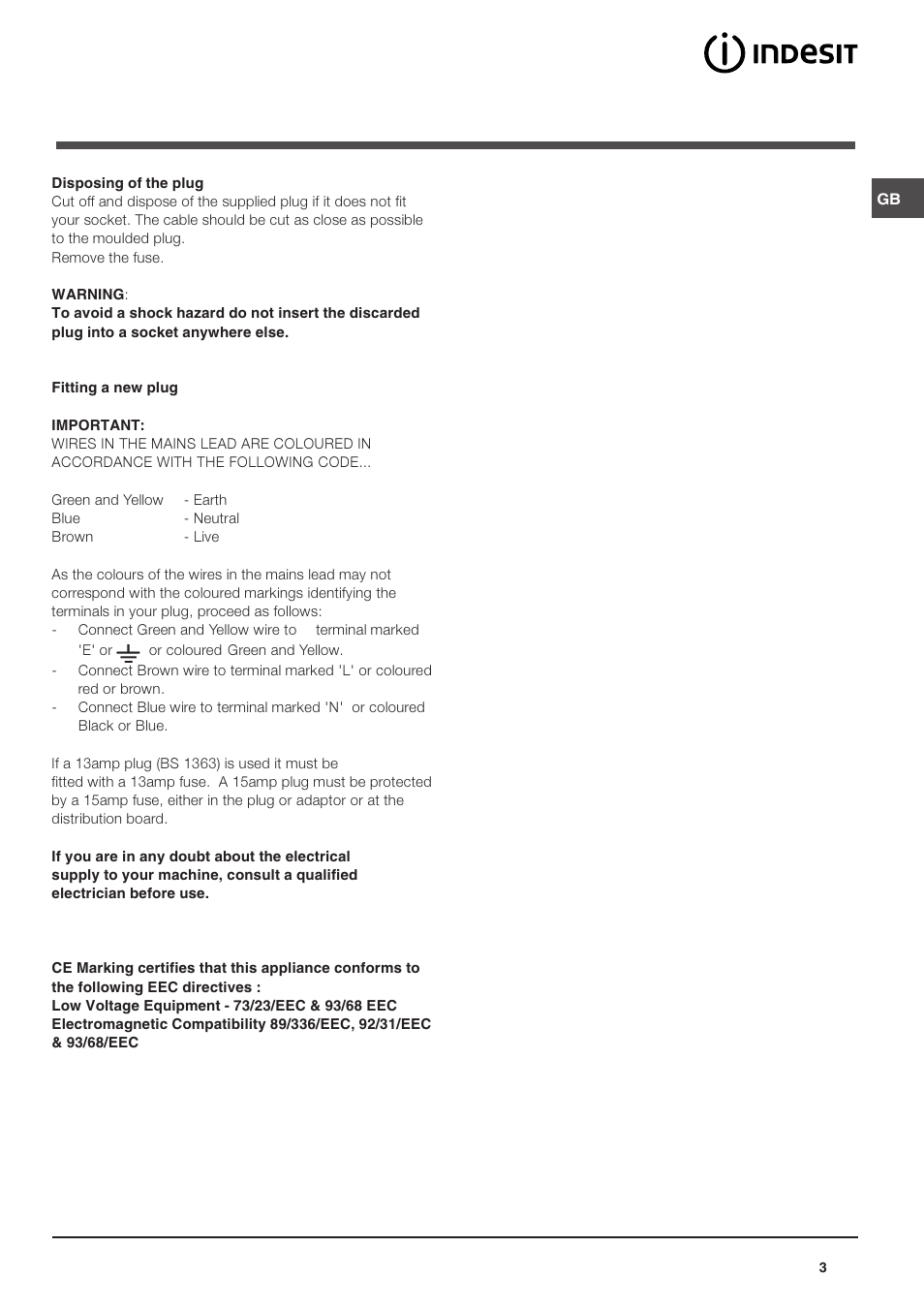 Indesit TZA 1 S User Manual | Page 3 / 12