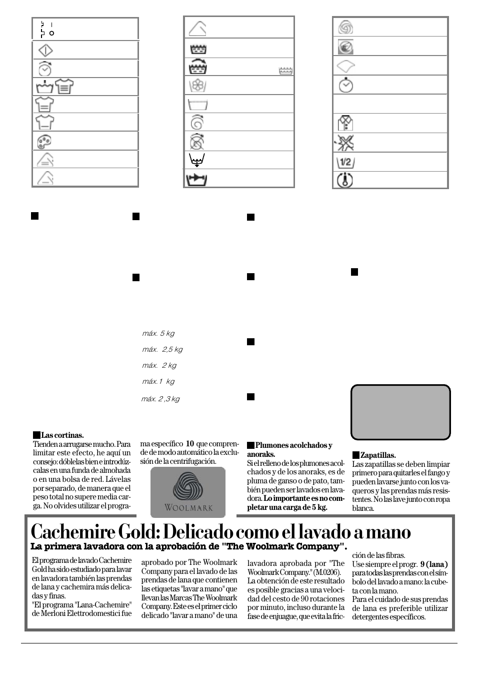 Cachemire gold: delicado como el lavado a mano, Cómo lavar casi todo, Ciclo lana | Ariston AT 84 User Manual | Page 73 / 80