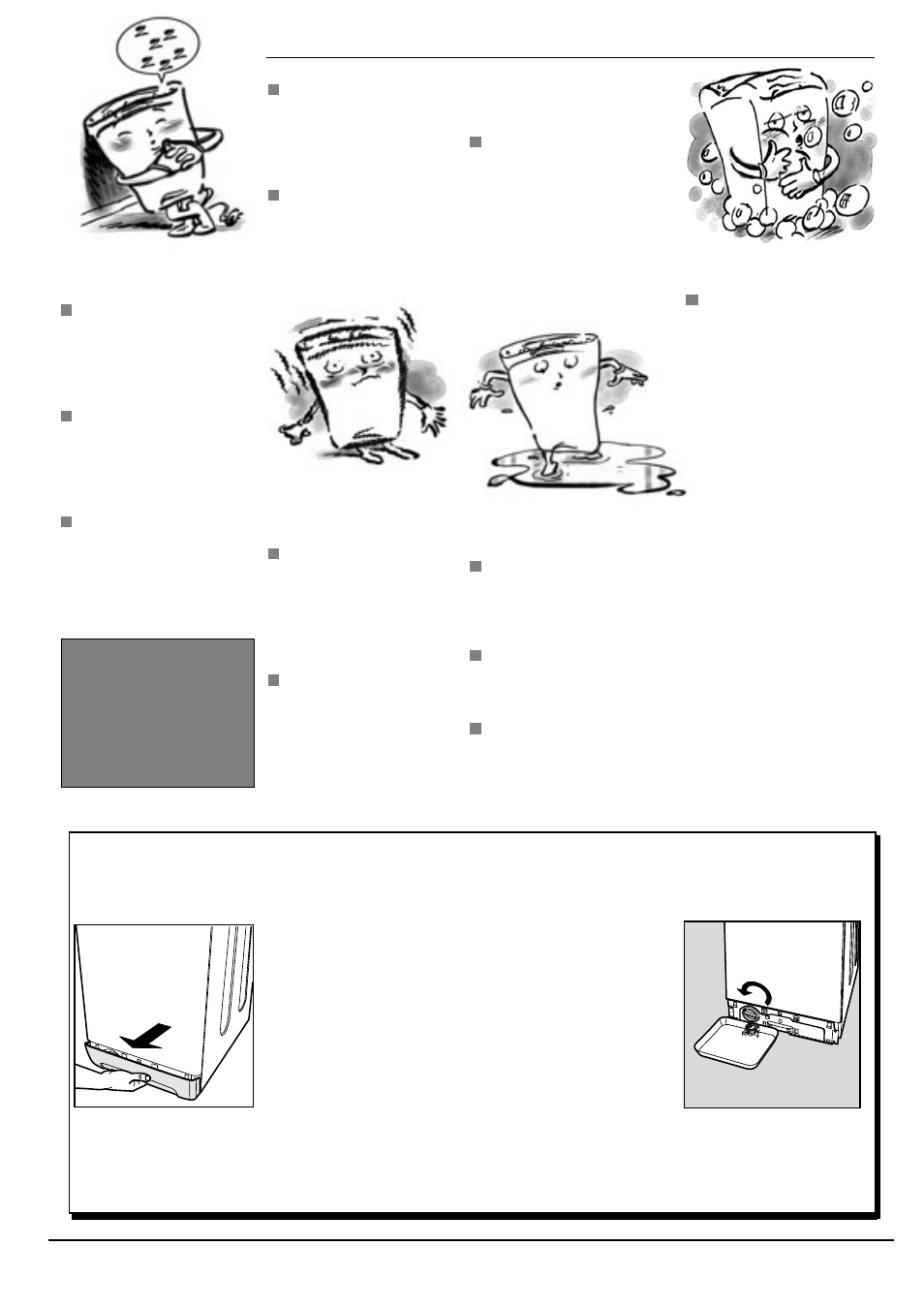 La lavadora pierde, La lavadora pierde agua. agua. agua. agua. agua, La lavadora vibra | La lavadora no | Ariston AT 84 User Manual | Page 77 / 80