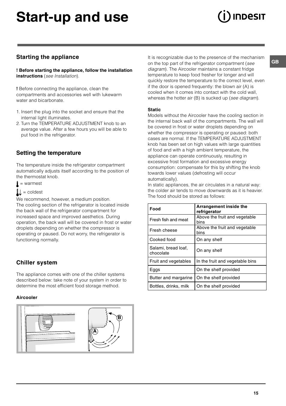 Start-up and use | Indesit BAAN 10 User Manual | Page 5 / 12