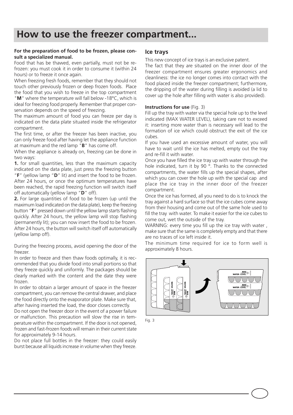 How to use the freezer compartment | Indesit B 339 NF P User Manual | Page 9 / 20