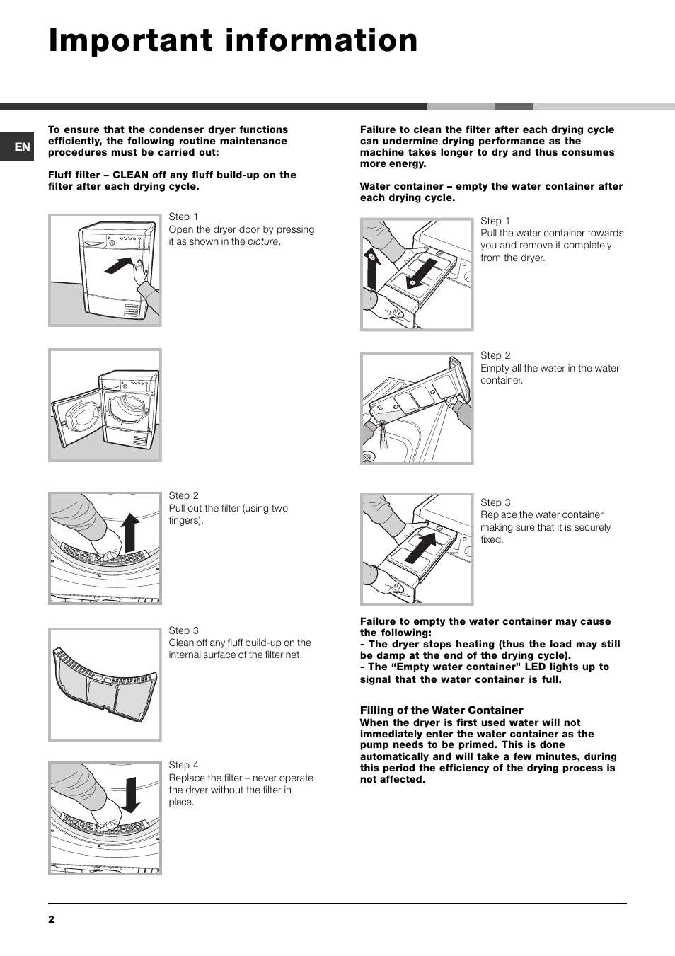 Important information | Indesit IDCA 735 User Manual | Page 2 / 20