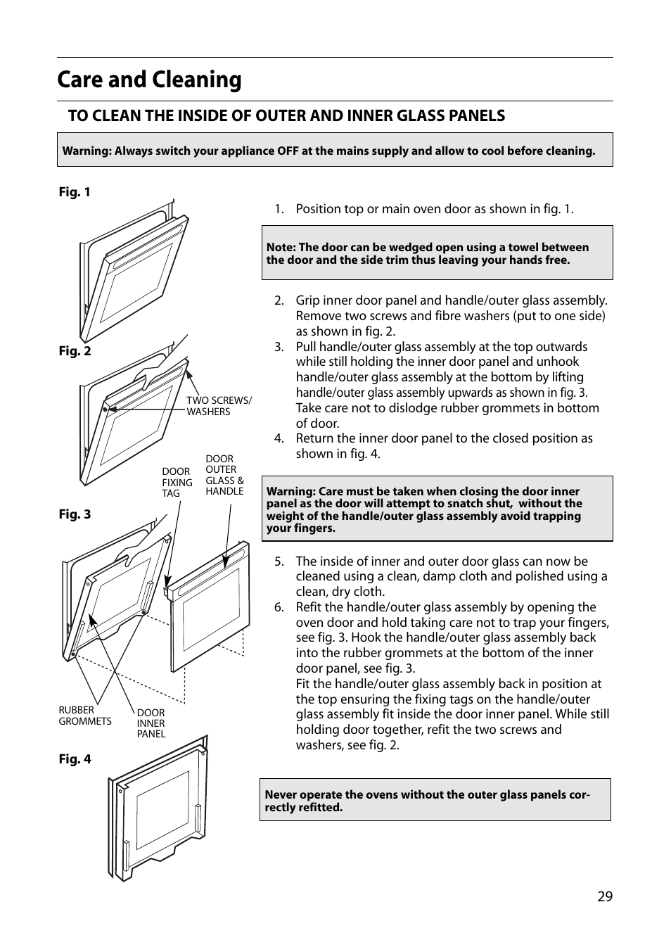 Care and cleaning | Indesit FDU20 User Manual | Page 29 / 36