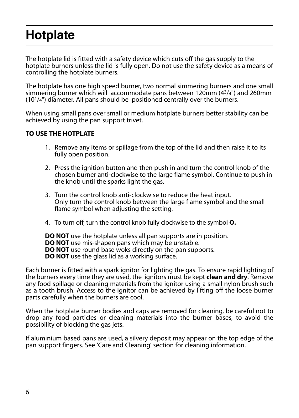 Hotplate | Indesit KT6G2M User Manual | Page 6 / 28