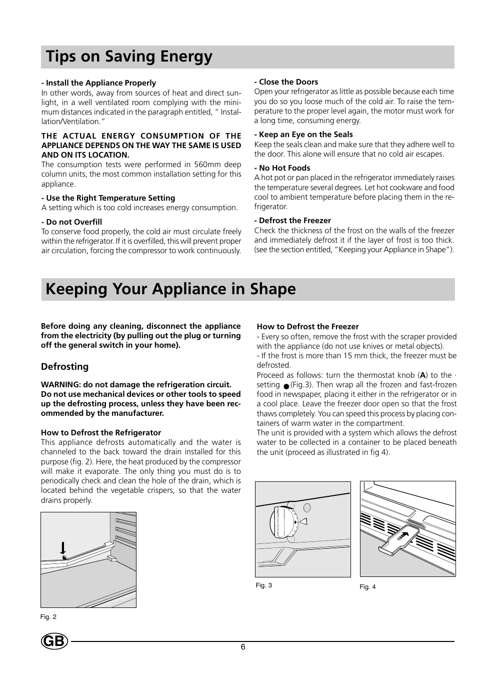 Tips on saving energy, Keeping your appliance in shape | Indesit IN-C 3100 User Manual | Page 8 / 12