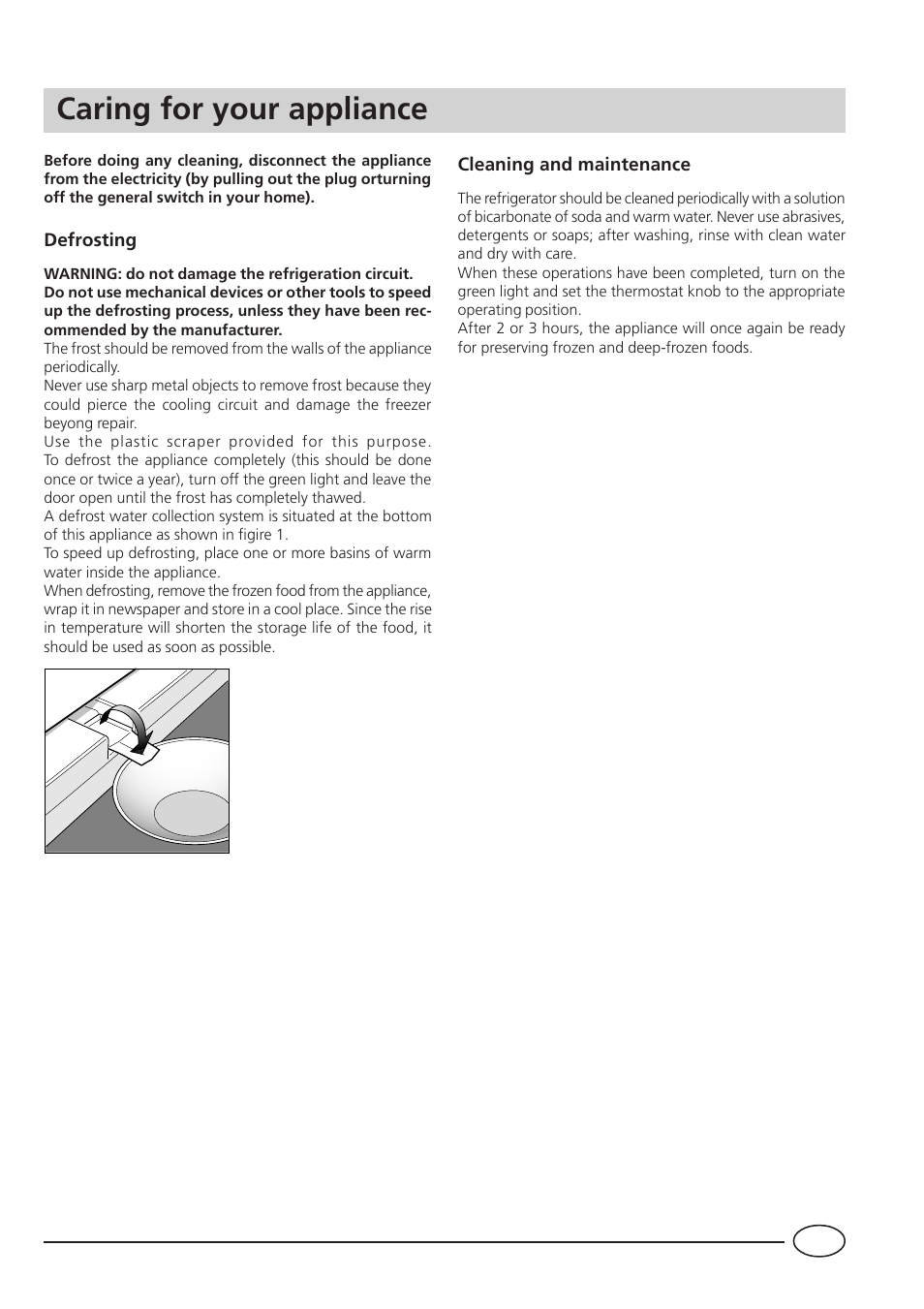 Caring for your appliance | Indesit IN F 140 UK User Manual | Page 7 / 12